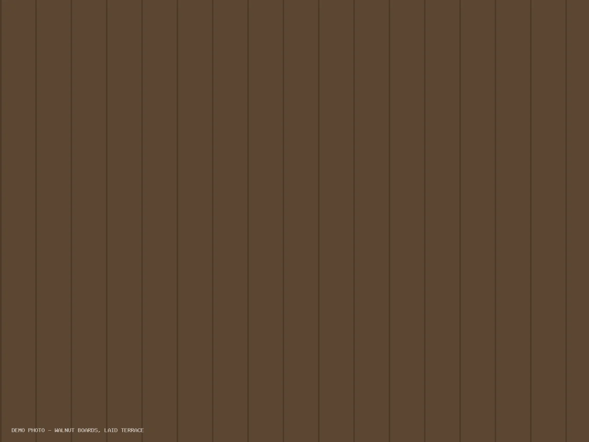 Walnut boards, laid terrace